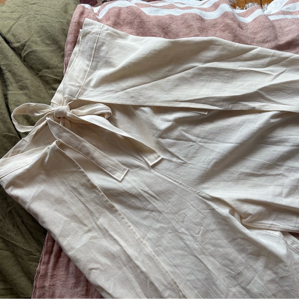 100% Cotton Cream Wrap Pant